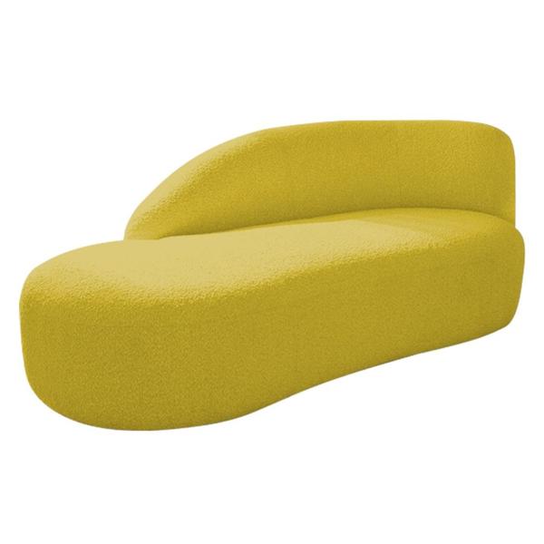 Imagem de Divã Recamier Curvo Luna 140cm Lado Esquerdo Suede Amarelo