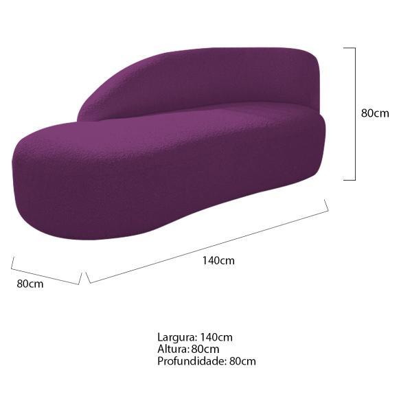 Imagem de Divã Recamier Curvo Luna 140cm Lado Esquerdo Suede - Amarena Móveis