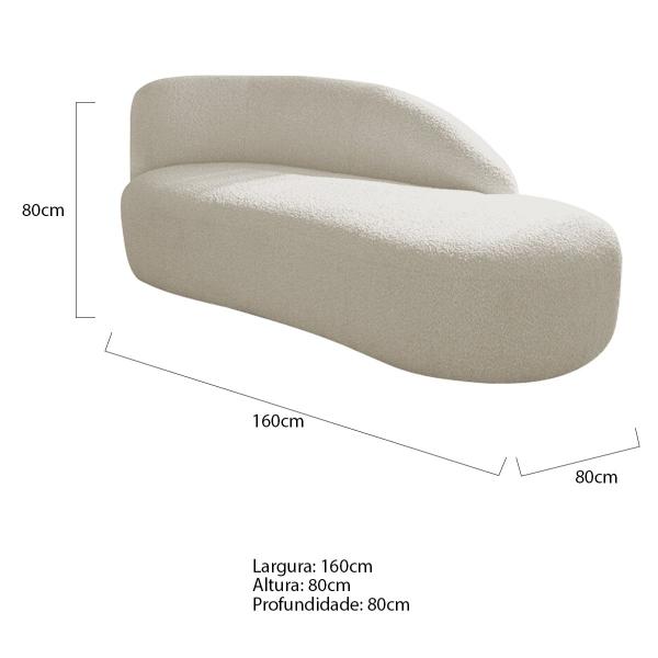 Imagem de Divã Recamier Curvo Luna 160cm Lado Direito Bouclé - ADJ Decor