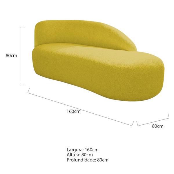 Imagem de Divã Recamier Curvo Luna 160cm Lado Direito Suede Amarelo