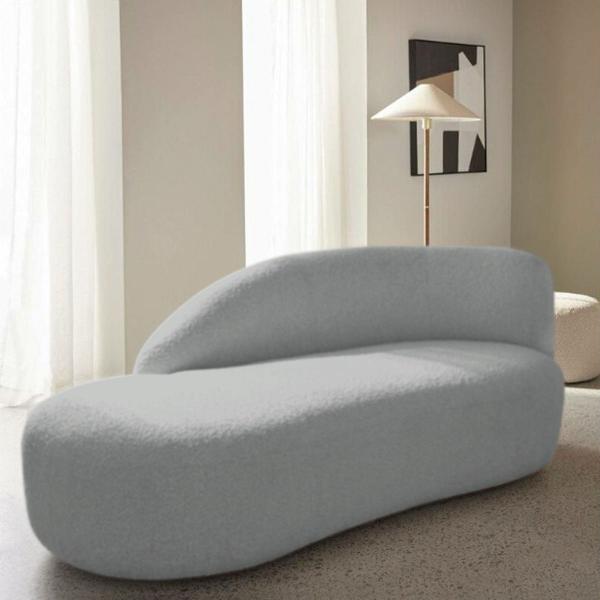 Imagem de Divã Recamier Curvo Luna 160cm Lado Esquerdo Bouclé - ADJ Decor