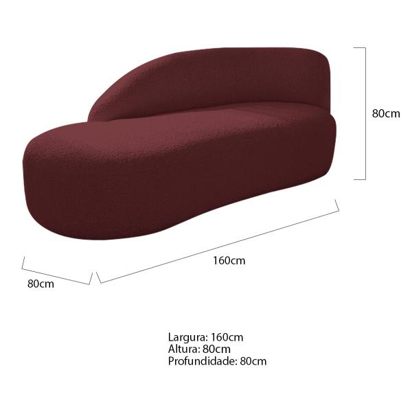 Imagem de Divã Recamier Curvo Luna 160cm Lado Esquerdo Suede - ADJ Decor