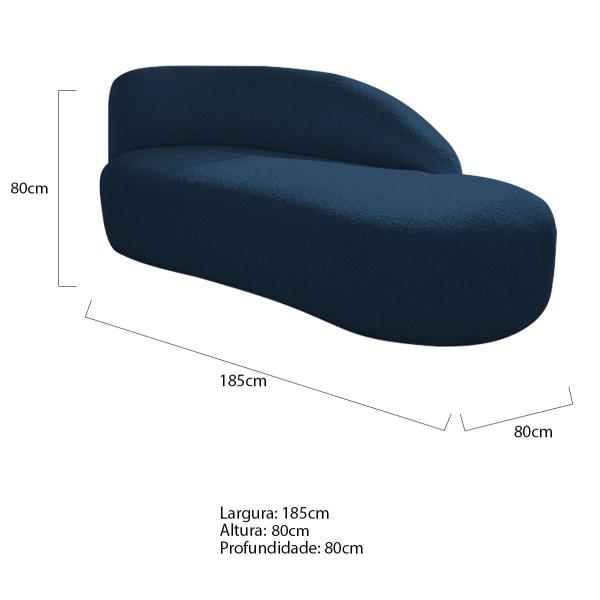 Imagem de Divã Recamier Curvo Luna 185cm Lado Direito Suede - ADJ Decor