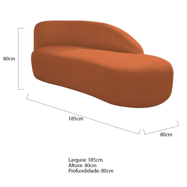 Imagem de Divã Recamier Curvo Luna 185cm Lado Direito Suede - ADJ Decor