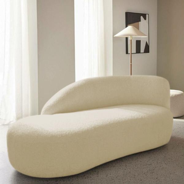 Imagem de Divã Recamier Curvo Luna 185cm Lado Esquerdo Suede - ADJ Decor