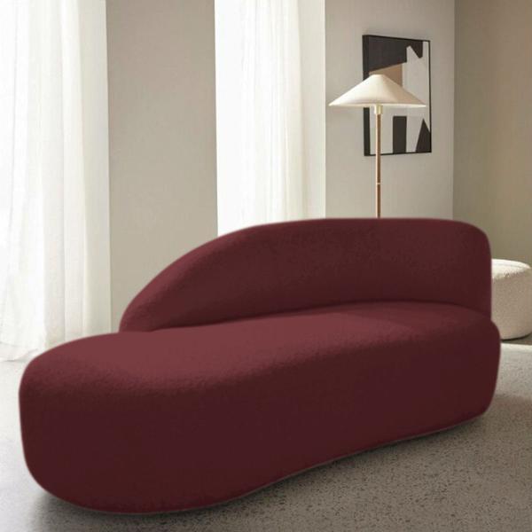 Imagem de Divã Recamier Curvo Luna 185cm Lado Esquerdo Suede - ADJ Decor