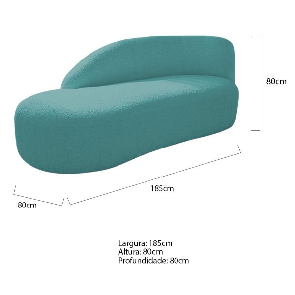 Imagem de Divã Recamier Curvo Luna 185cm Lado Esquerdo Suede - Amarena Móveis