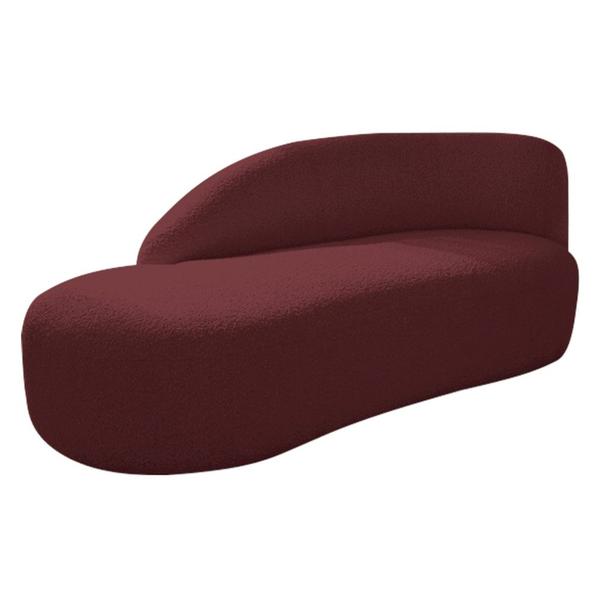 Imagem de Divã Recamier Curvo Luna 185cm Lado Esquerdo Suede Bordo