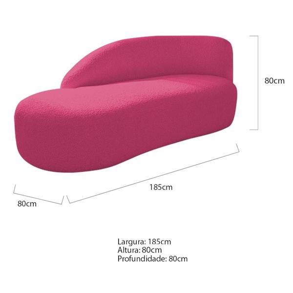 Imagem de Divã Recamier Curvo Luna 185cm Lado Esquerdo Suede Pink