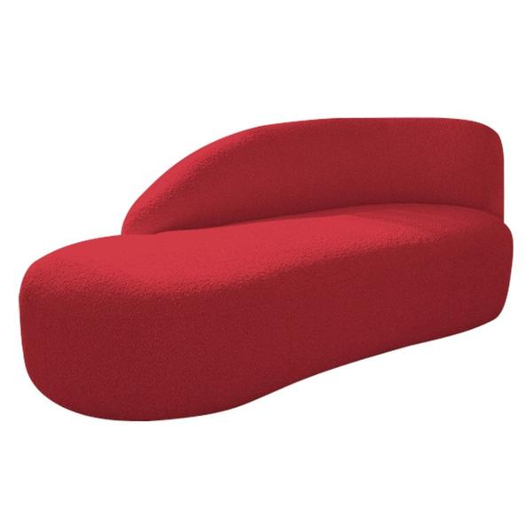 Imagem de Divã Recamier Curvo Luna 185cm Lado Esquerdo Suede Vermelho