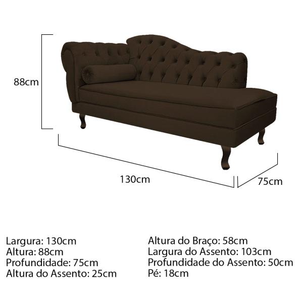 Imagem de Diva Recamier Diana 130cm Lado Direito Corano - Amarena Móveis