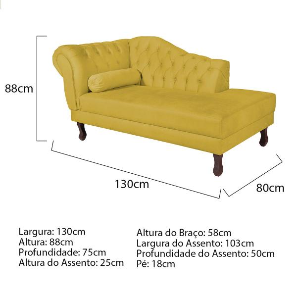 Imagem de Diva Recamier Diana 130cm Lado Direito Suede - ADJ Decor