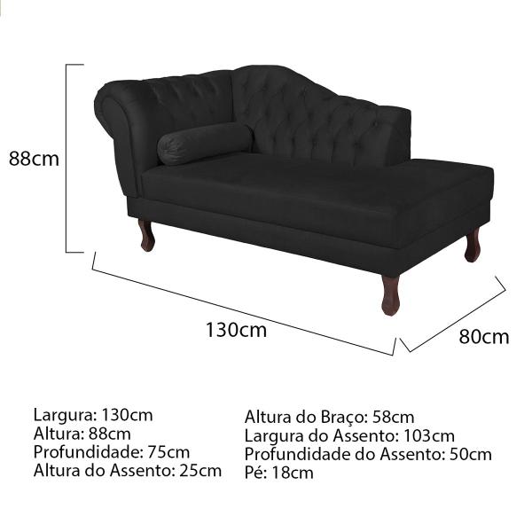 Imagem de Diva Recamier Diana 130cm Lado Direito Suede - ADJ Decor