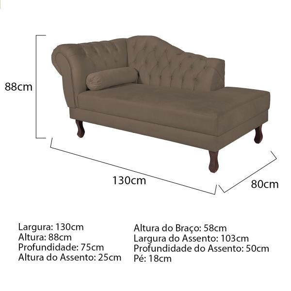 Imagem de Diva Recamier Diana 130cm Lado Direito Suede - Amarena Móveis