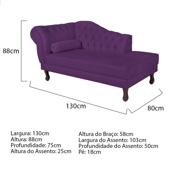 Imagem de Diva Recamier Diana 130cm Lado Direito Suede - Doce Sonho Móveis