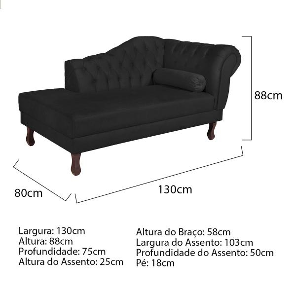 Imagem de Diva Recamier Diana 130cm Lado Esquerdo Suede - Doce Sonho Móveis