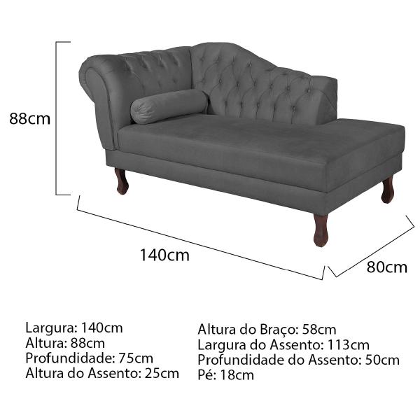 Imagem de Diva Recamier Diana 140cm Lado Direito Linho - ADJ Decor