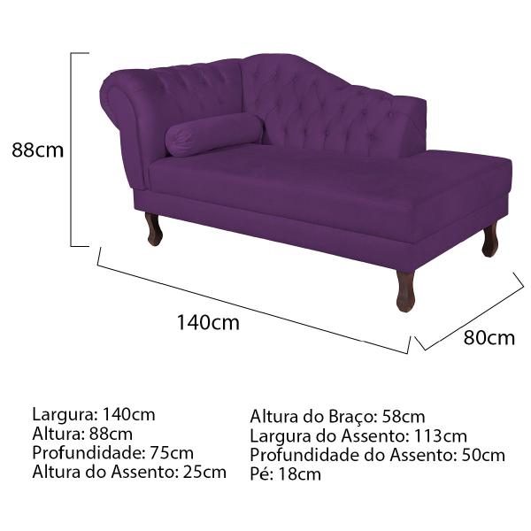 Imagem de Diva Recamier Diana 140cm Lado Direito Suede - ADJ Decor