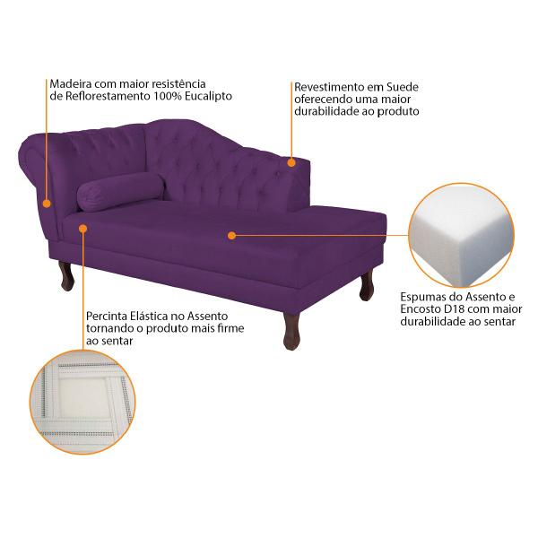 Imagem de Diva Recamier Diana 140cm Lado Direito Suede - Amarena Móveis