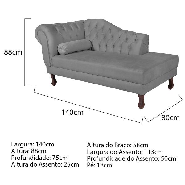 Imagem de Diva Recamier Diana 140cm Lado Direito Suede - Doce Sonho Móveis