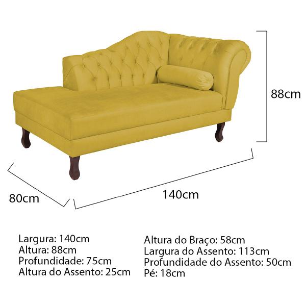 Imagem de Diva Recamier Diana 140cm Lado Esquerdo Suede - Amarena Móveis