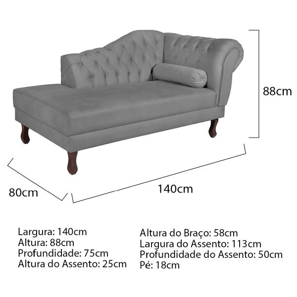 Imagem de Diva Recamier Diana 140cm Lado Esquerdo Suede - Doce Sonho Móveis