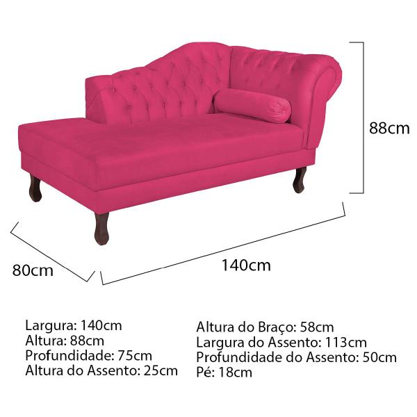 Imagem de Diva Recamier Diana 140cm Lado Esquerdo Suede - Doce Sonho Móveis