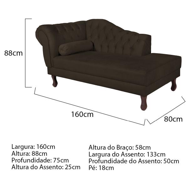 Imagem de Diva Recamier Diana 160cm Lado Direito Corano - ADJ Decor