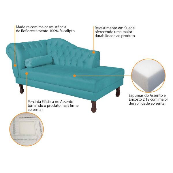 Imagem de Diva Recamier Diana 160cm Lado Direito Suede - ADJ Decor