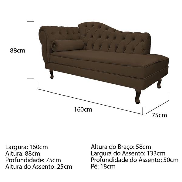 Imagem de Diva Recamier Diana 160cm Lado Direito Suede - Amarena Móveis