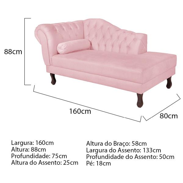 Imagem de Diva Recamier Diana 160cm Lado Direito Suede - Amarena Móveis