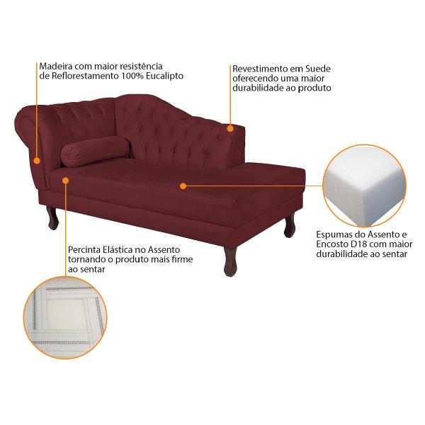 Imagem de Diva Recamier Diana 160cm Lado Direito Suede - Doce Sonho Móveis