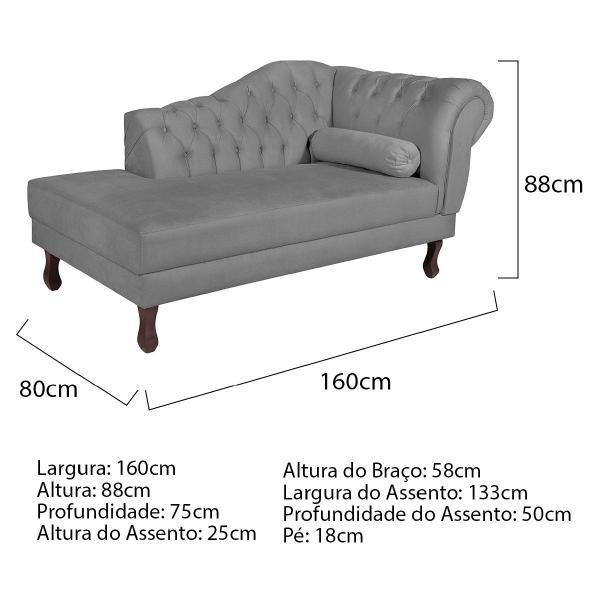 Imagem de Diva Recamier Diana 160cm Lado Esquerdo Suede - ADJ Decor