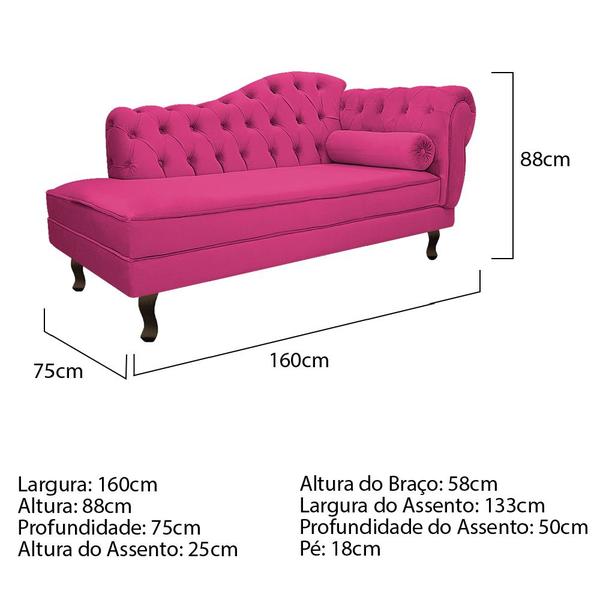 Imagem de Diva Recamier Diana 160cm Lado Esquerdo Suede - Amarena Móveis