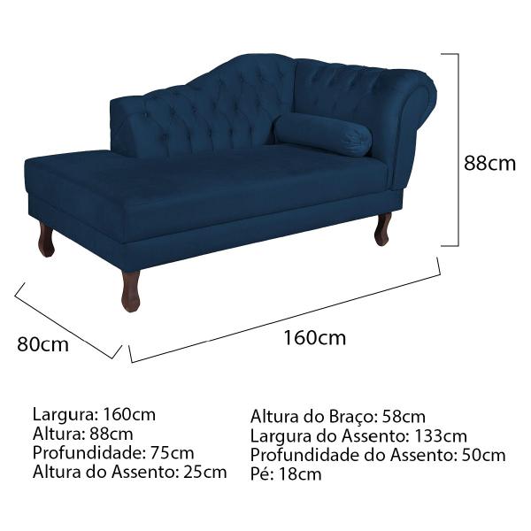 Imagem de Diva Recamier Diana 160cm Lado Esquerdo Suede - Doce Sonho Móveis