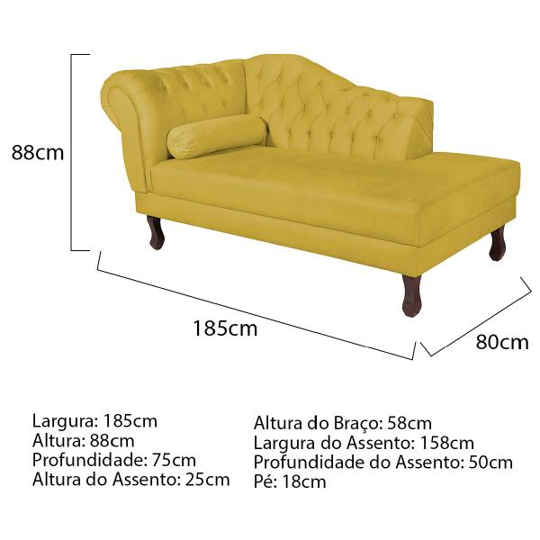 Imagem de Diva Recamier Diana 185cm Lado Direito Suede - Doce Sonho Móveis