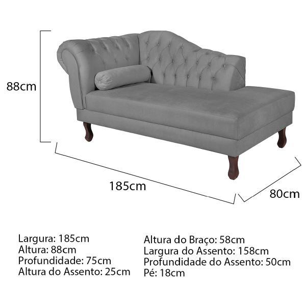 Imagem de Diva Recamier Diana 185cm Lado Direito Suede - Doce Sonho Móveis