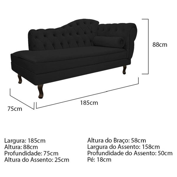 Imagem de Diva Recamier Diana 185cm Lado Esquerdo Corano - ADJ Decor