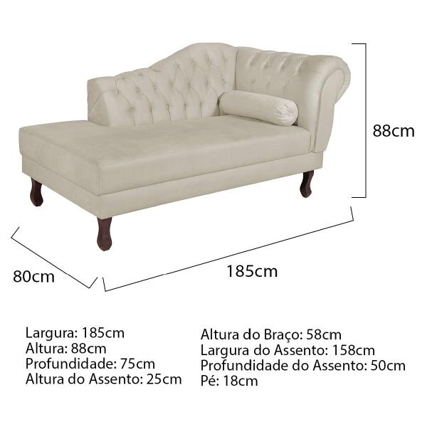 Imagem de Diva Recamier Diana 185cm Lado Esquerdo Linho - ADJ Decor