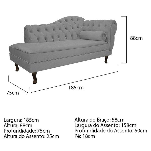 Imagem de Diva Recamier Diana 185cm Lado Esquerdo Suede - ADJ Decor