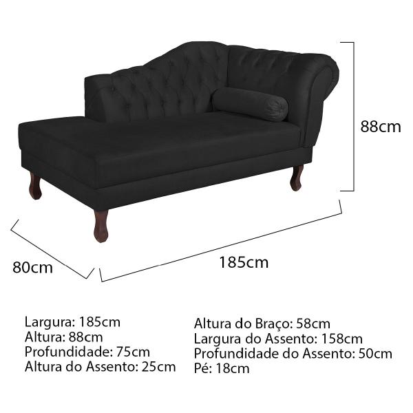 Imagem de Diva Recamier Diana 185cm Lado Esquerdo Suede - ADJ Decor