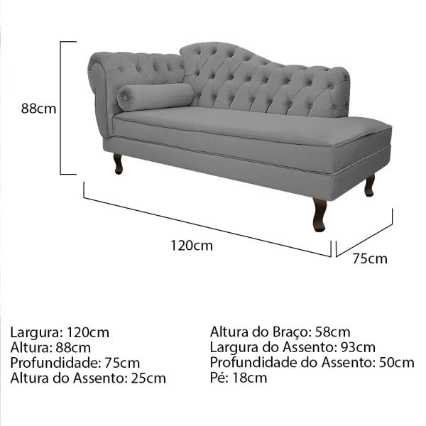 Imagem de Divã Recamier Diana Lado Direito 120 cm Suede - ADJ Decor