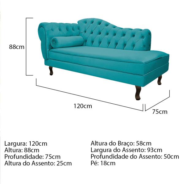 Imagem de Divã Recamier Diana Lado Direito 120 cm Suede - Amarena Móveis