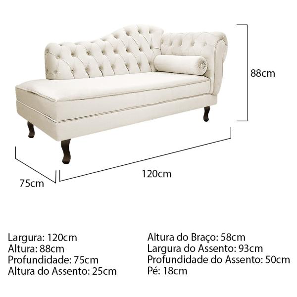 Imagem de Divã Recamier Diana Lado Esquerdo 120 cm Corano - ADJ Decor