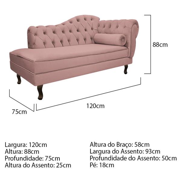 Imagem de Divã Recamier Diana Lado Esquerdo 120 cm Linho - ADJ Decor