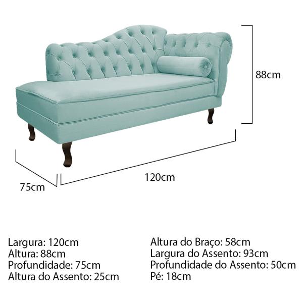 Imagem de Divã Recamier Diana Lado Esquerdo 120cm Suede - ADJ Decor