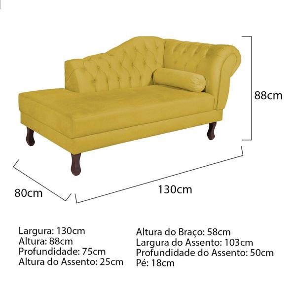 Imagem de Diva Recamier Dora 130cm Lado Esquerdo Suede Amarelo