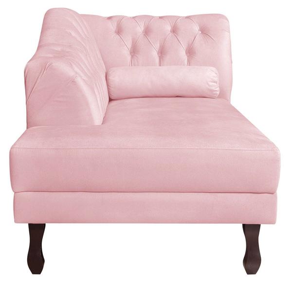 Imagem de Diva Recamier Dora 130cm Lado Esquerdo Suede Rosa Bebê