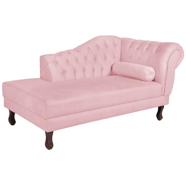 Imagem de Diva Recamier Dora 130cm Lado Esquerdo Suede Rosa Bebê