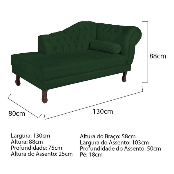 Imagem de Diva Recamier Dora 130cm Lado Esquerdo Suede Verde